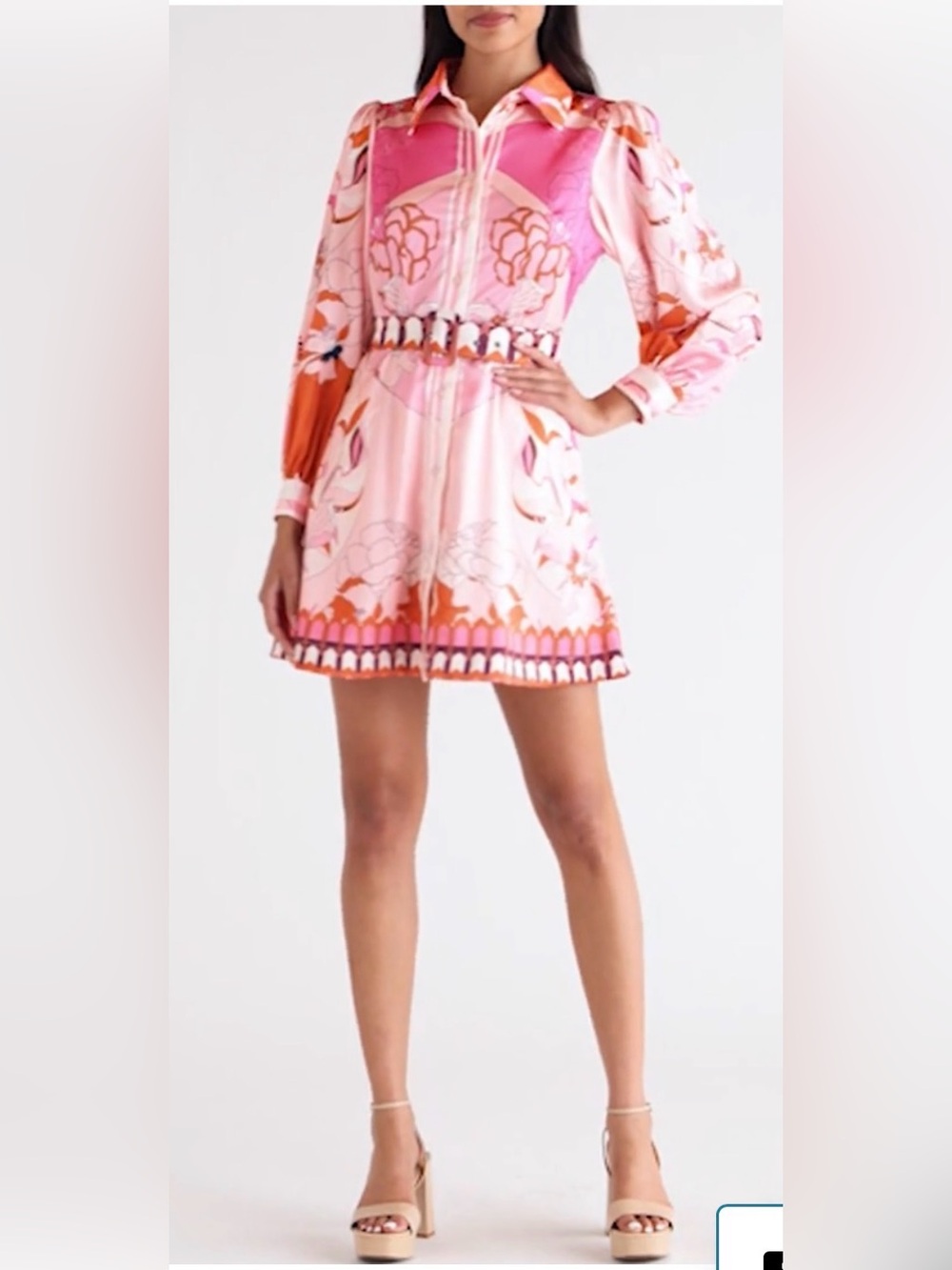 HTF Like new CIEBON Billy Floral Print Long Sleeve Dress. Sz: large